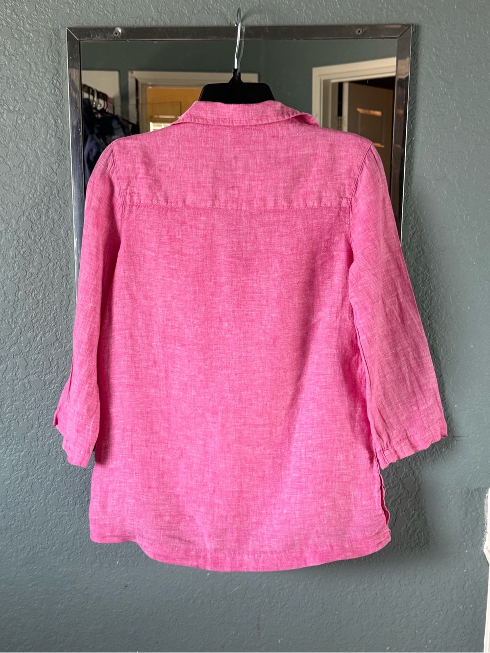 Tahari Irish Linen Black Label Nordstrom Split-Neck Tunic Top Size S - Picture 5 of 6